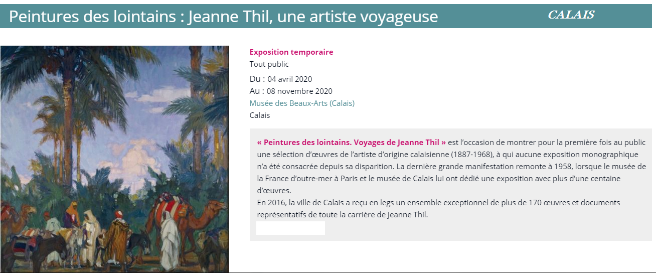 En 2020 une expo sur les peintures de Jeanne THIL