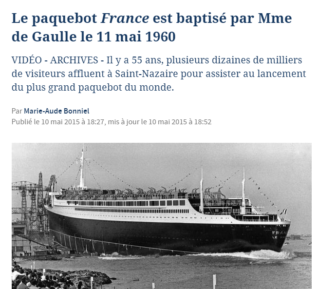 Baptême du France par Madame De Gaulle le 22/08/1962