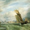 Une peinture sur la mer et Calais