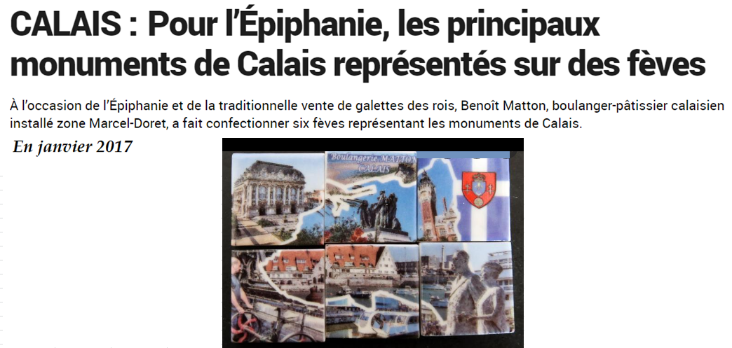 Fèves de 2017 sur des monuments de Calais