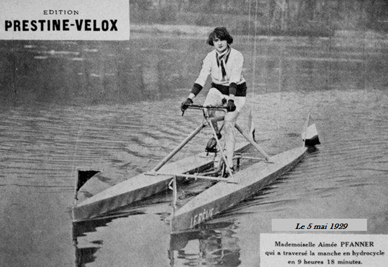 Mademoiselle Pfanner Aimée a traversé la Manche sur son hydrocycle
