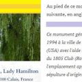 Informations sur l'obélisque situé dans le parc Richelieu de Calais