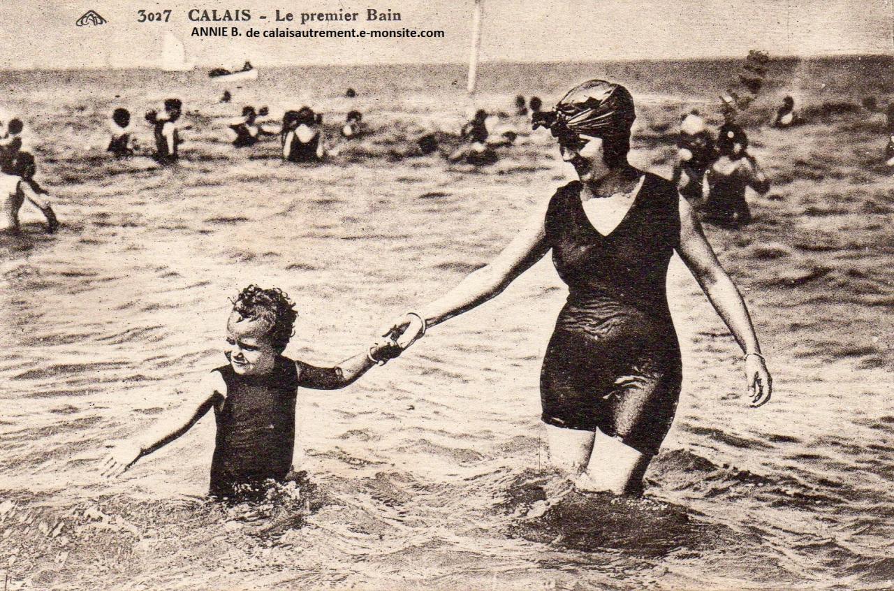 Bain en 1926 à la plage de Calais