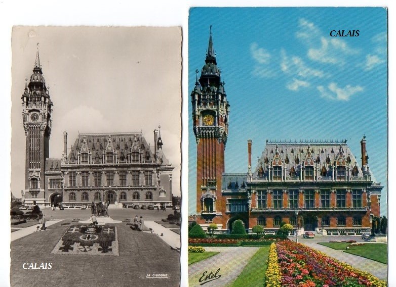 Cartes postales sur la mairie de Calais 